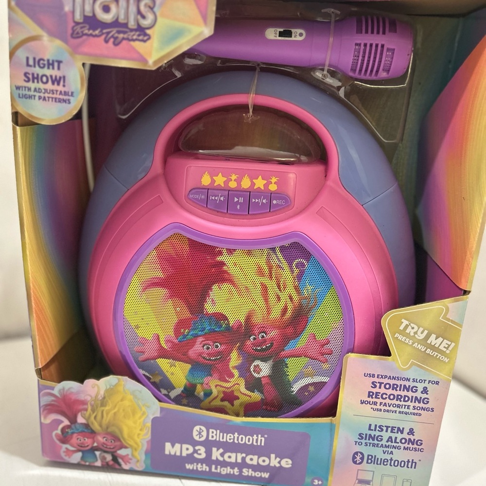 Trolls Bluetooth MP3 Karaoke - Pink and Purple